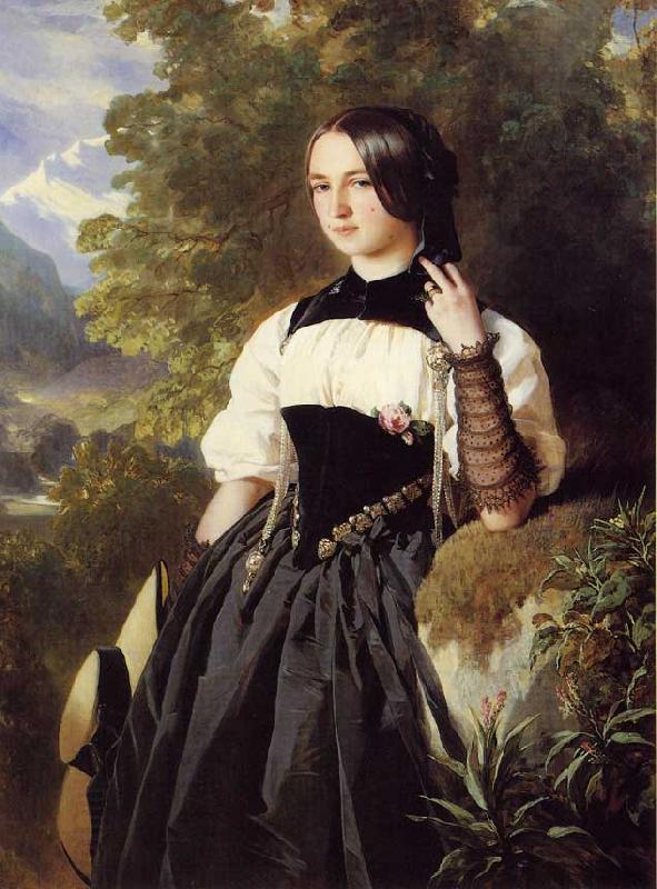 Franz Xaver Winterhalter A Swiss Girl from Interlaken China oil painting art